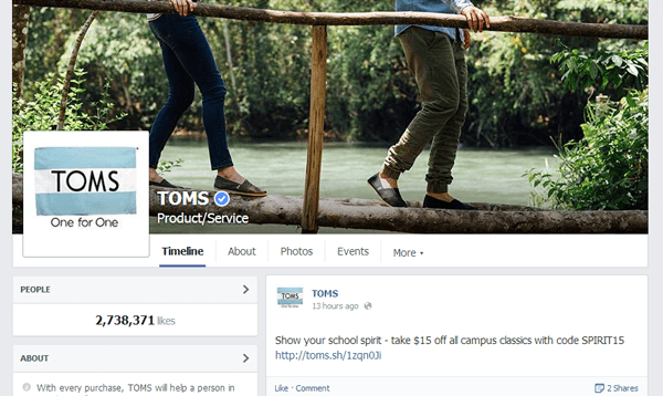 TOMS - Facebook Page