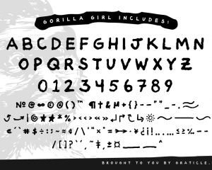Gorilla Girl Handdrawn Font Lettering All Characters and Symbols Graticle 03