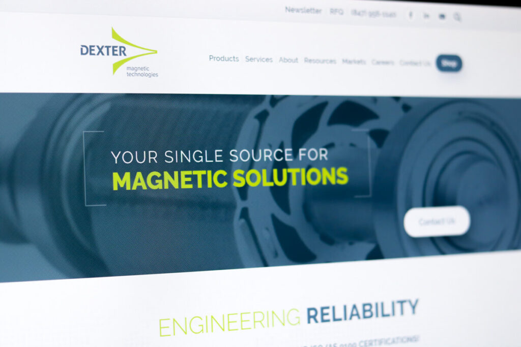manufacturing website design for Dexter Magnetics