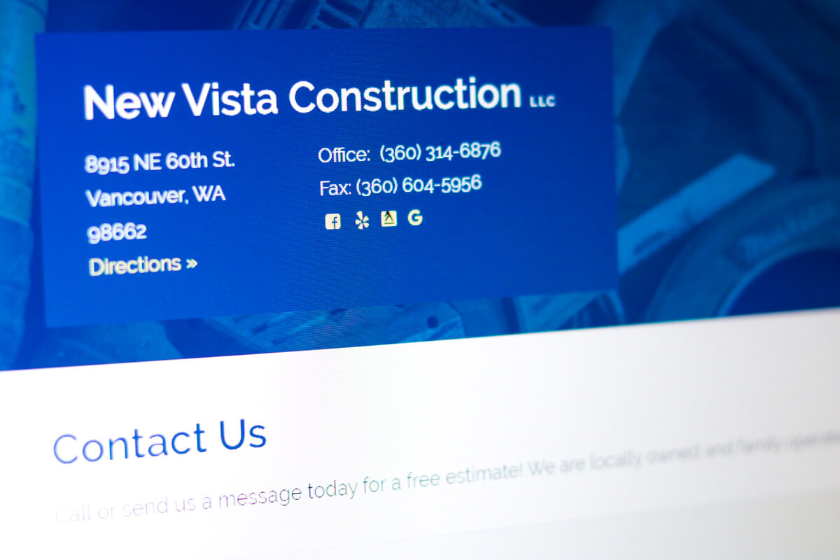 contact page contractor website