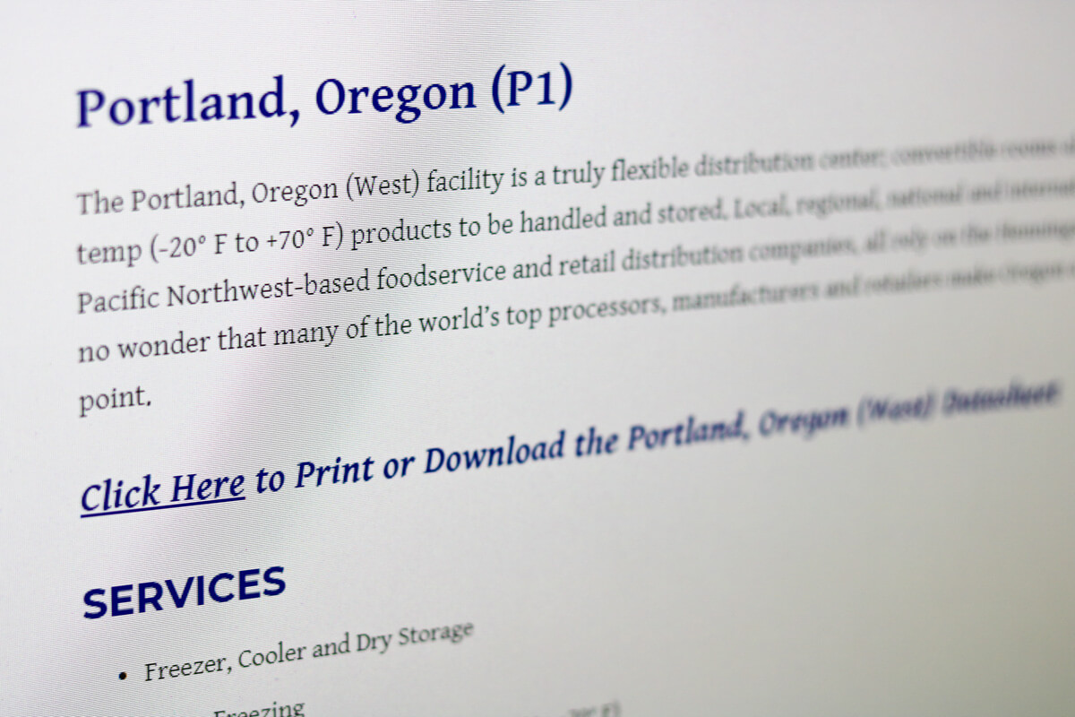 Portland Oregon Web Design Page